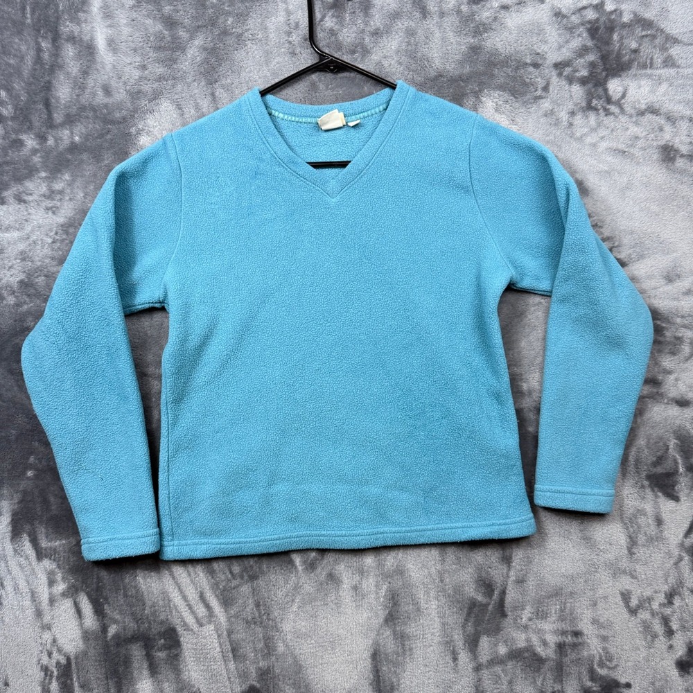 L.L.Bean Fleece Pullover Women S Blue V-Neck Long Sleeve Stretch Outdoor Top